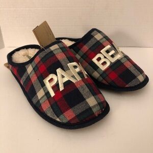 DearFoams Papa Slippers mens‎ Size 7-8 Slip On Holiday Christmas Plaid